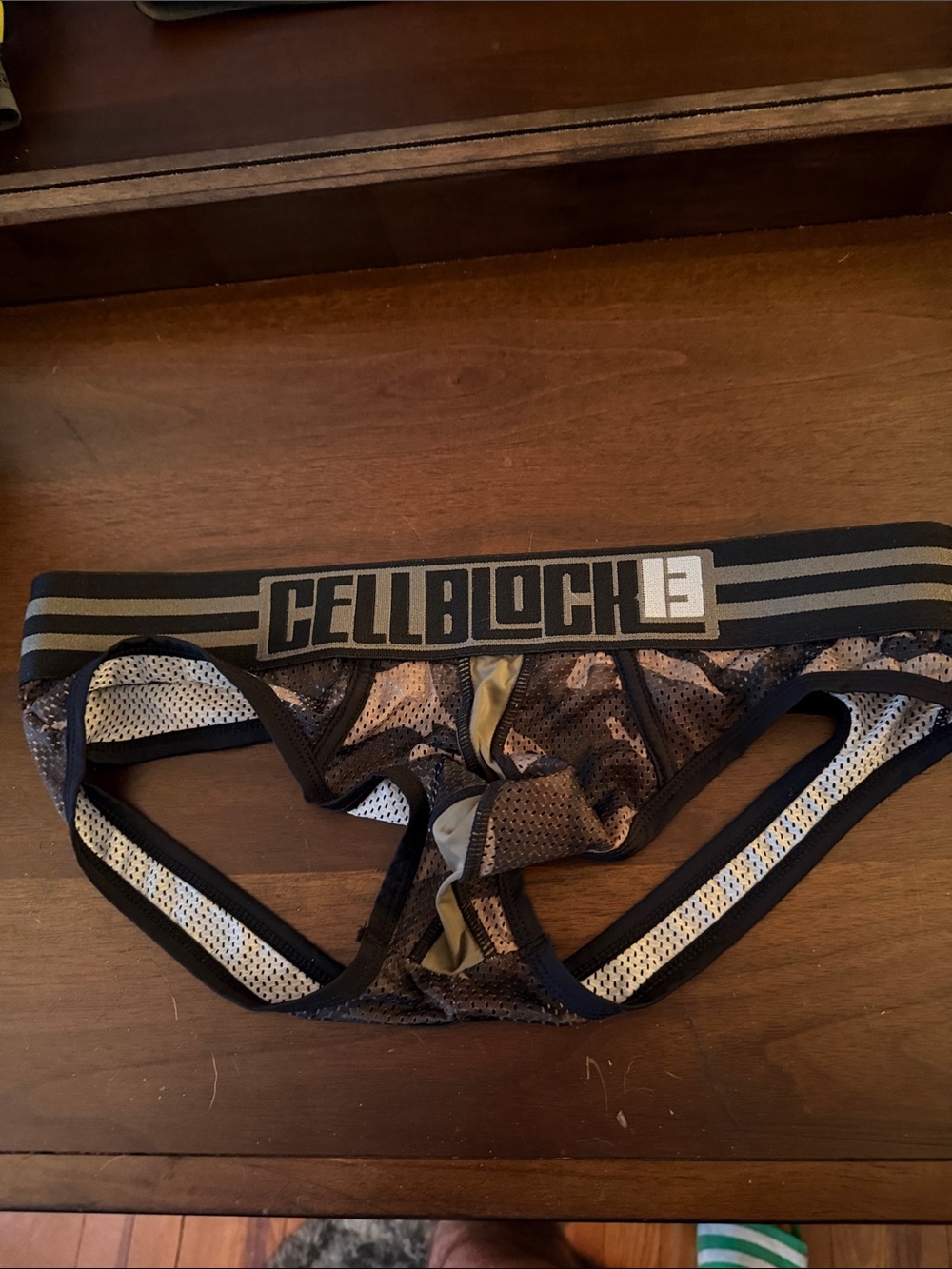 Men’s Black & Brown Mesh Brief Jock